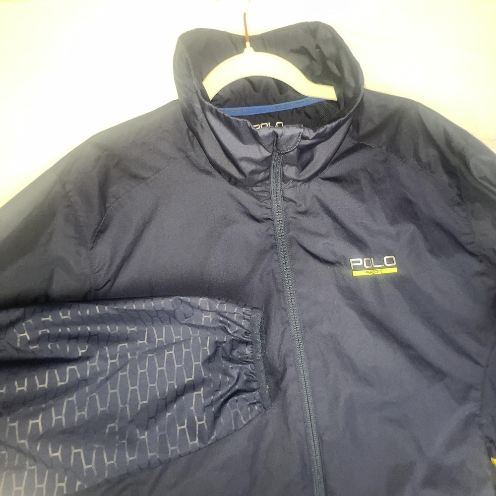 Polo Ralph Lauren Sport Jacket Mens L Blue Windbreaker Full Zip Lightweight